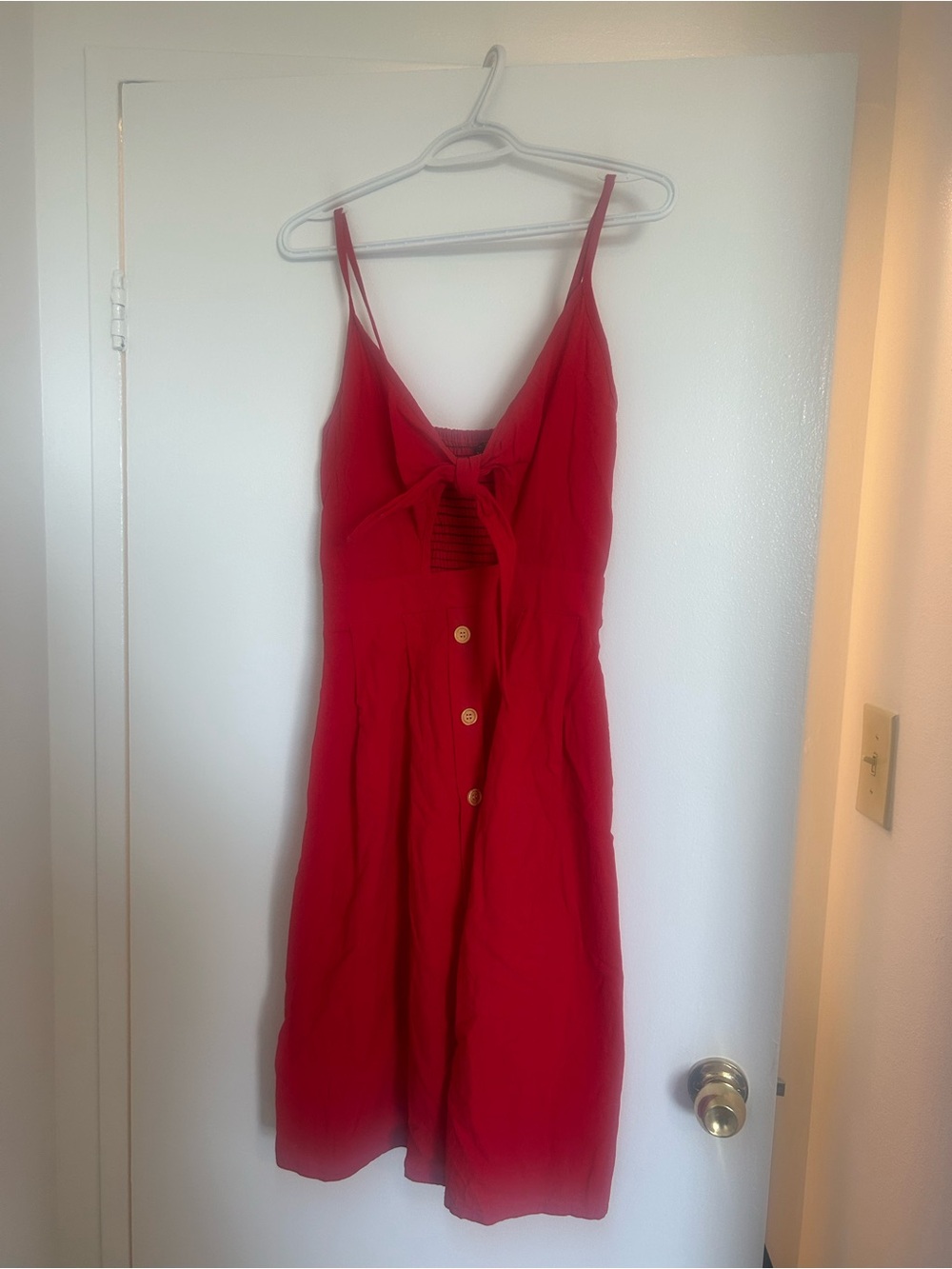 Vintage Red Tie-Front Midi Dress
